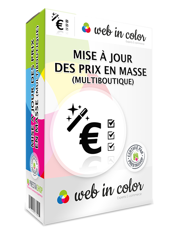 Module Mise à jour des prix en masse multiboutique compatible Prestashop 1.5 par Web In Color